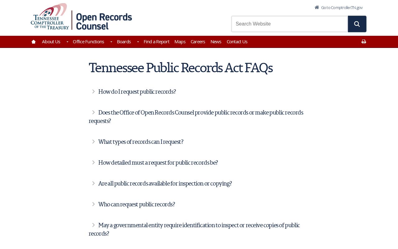 Bedford County booking record request context on Tennessee public-records guidance