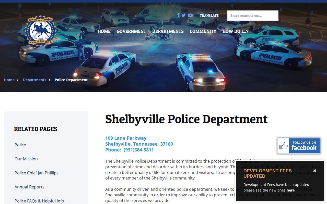 Bedford County Shelbyville police department record source